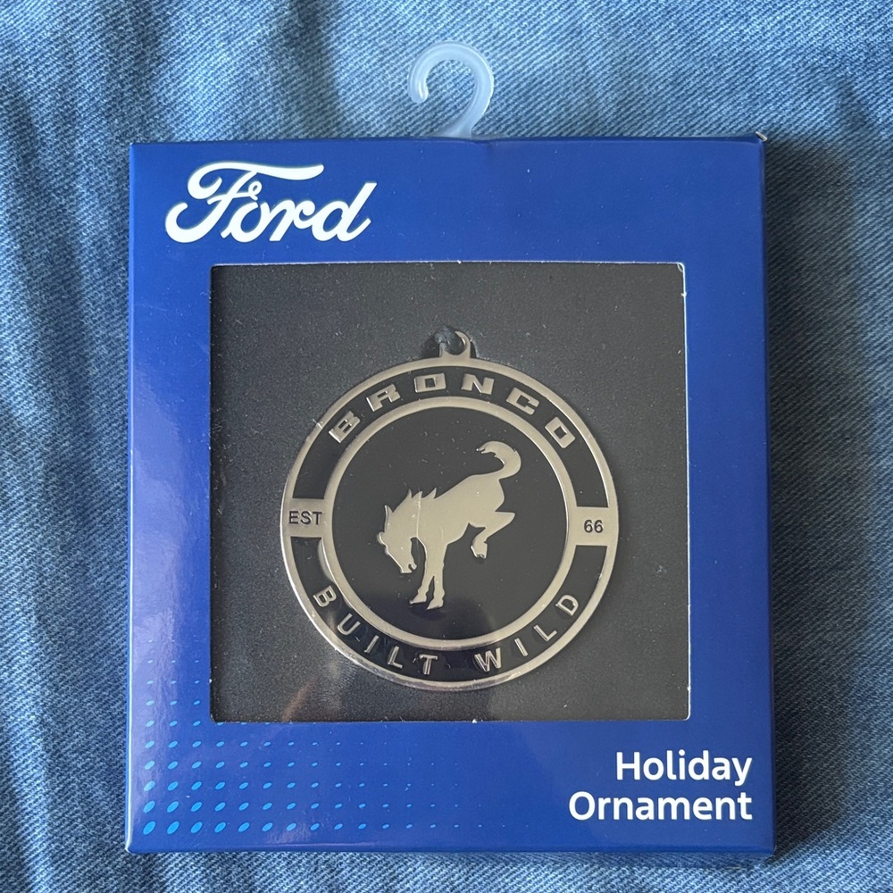Ford Bronco Silver and Black Ornament New in Box